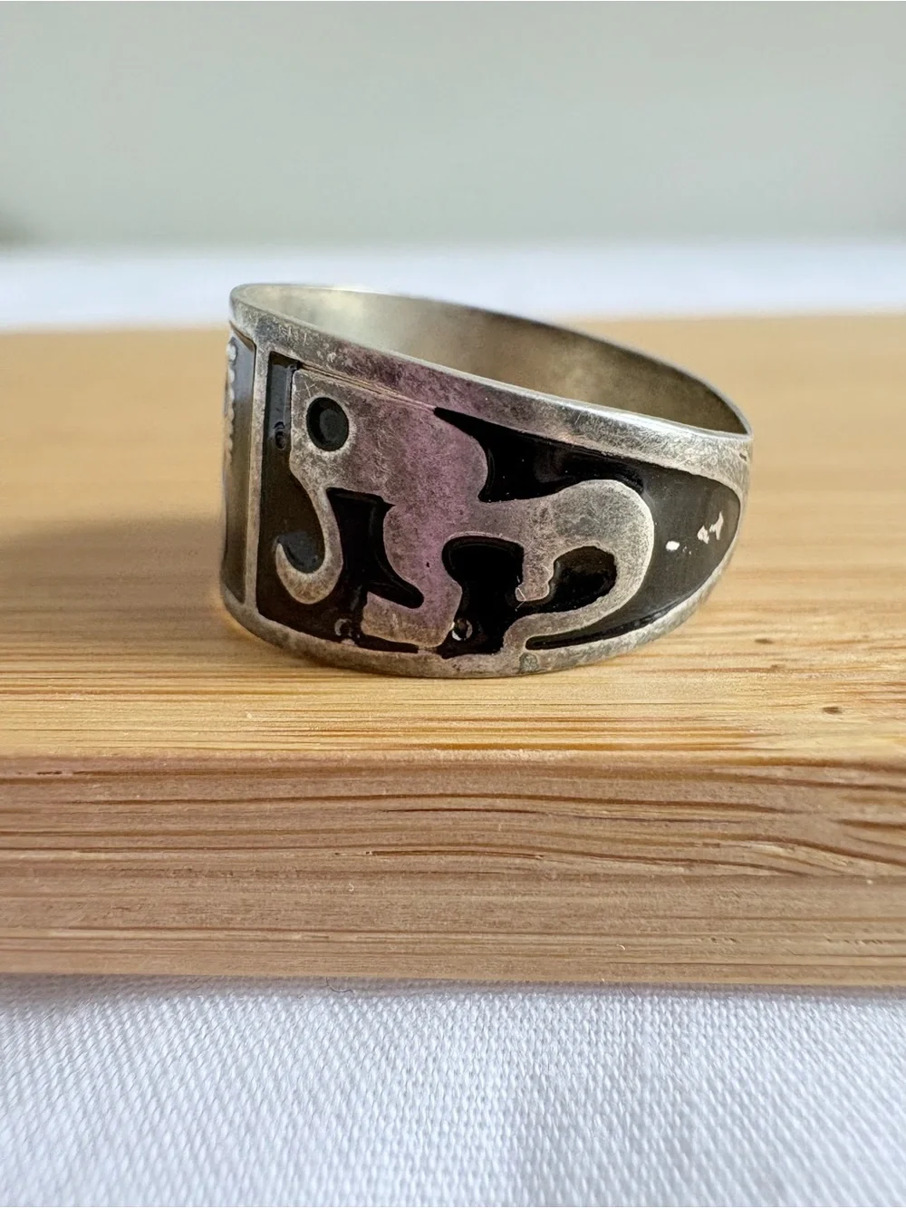 Sterling Silver Black Tribal Women’s Band Ring Size 6.5